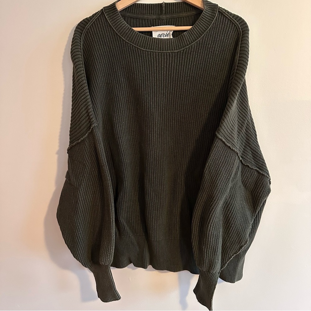 Aerie Dark Green Ribbed Sweater